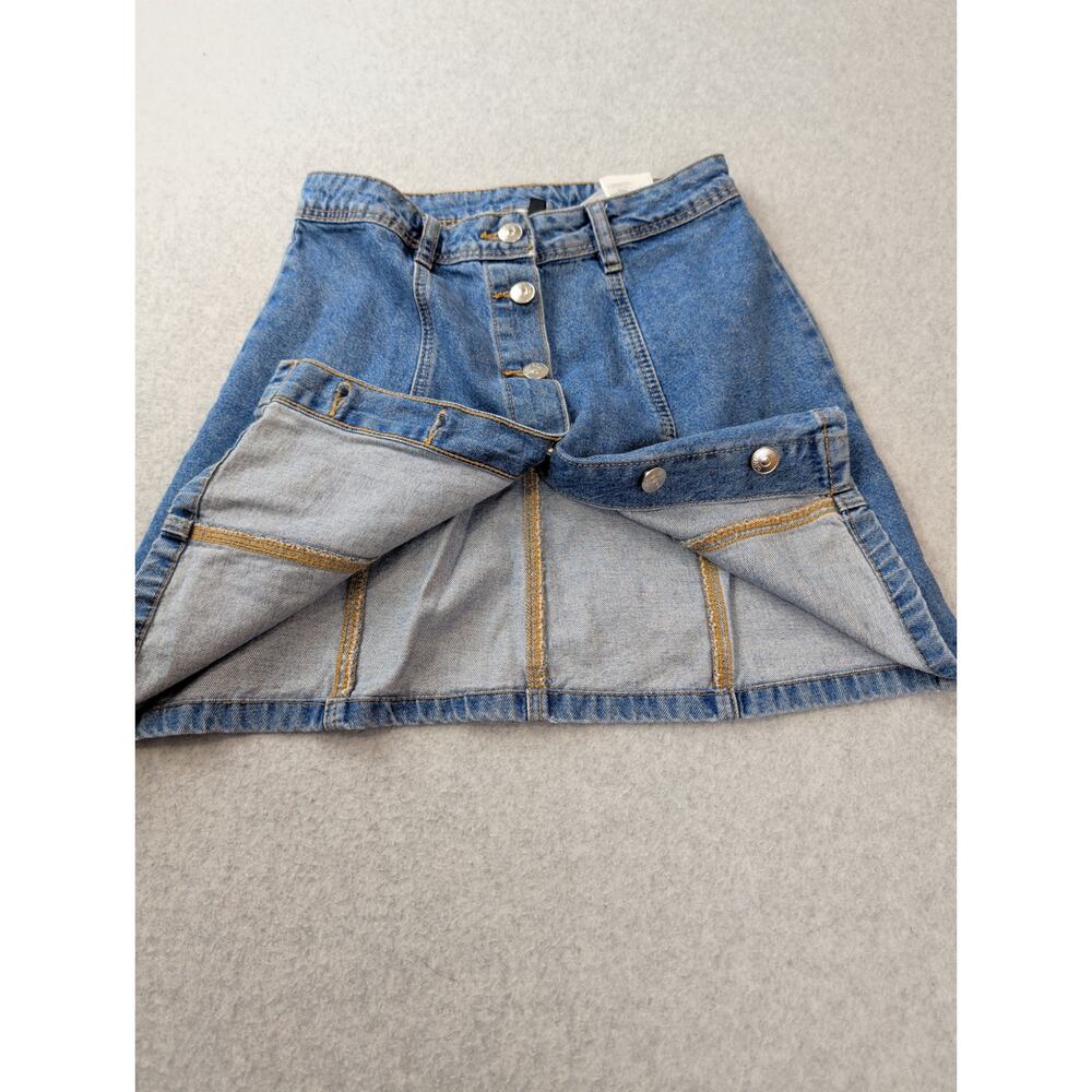 Divided H&M Mini Denim Skirt Womens Size 2 Front Button Blue Jean 100% Cotton